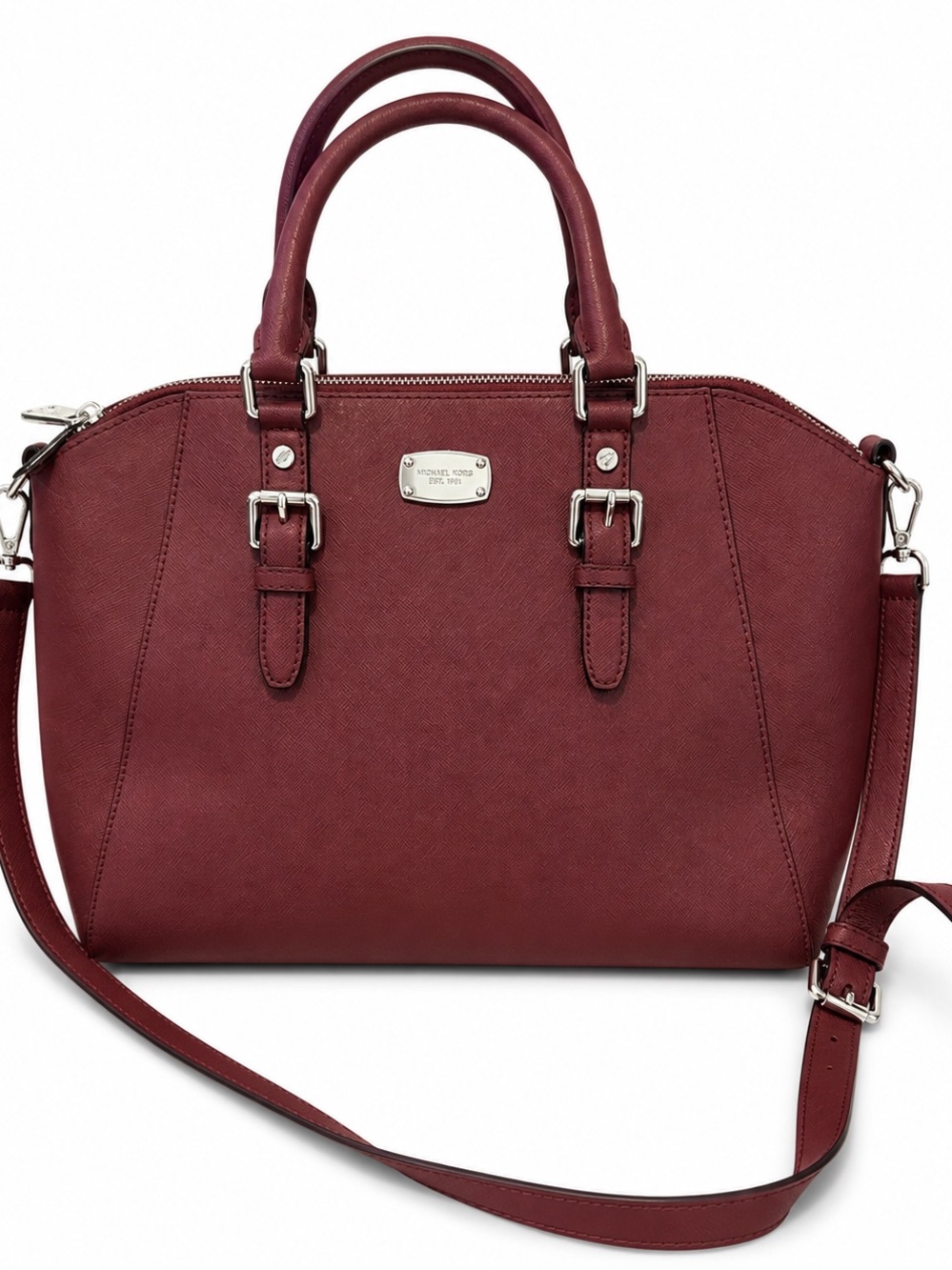 Michael Kors Wine Saffiano Leather Satchel